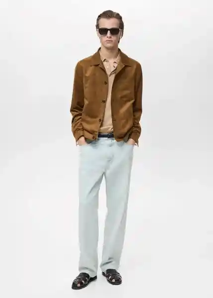 Sobrecamisa Remie Cognac Talla M Hombre Mango