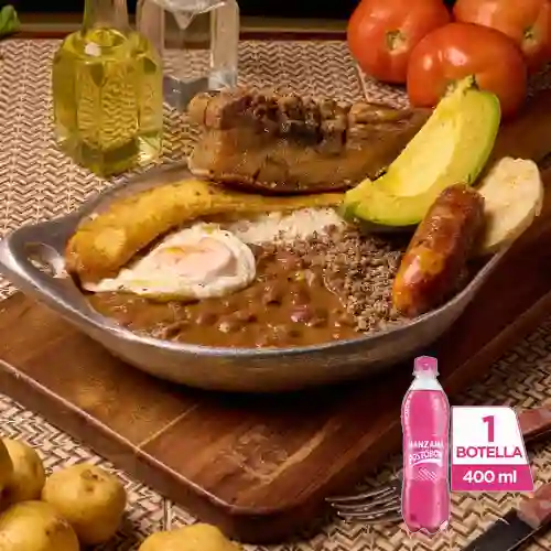 Combo Bandeja Paisa + Postobón Manzana 400 ml