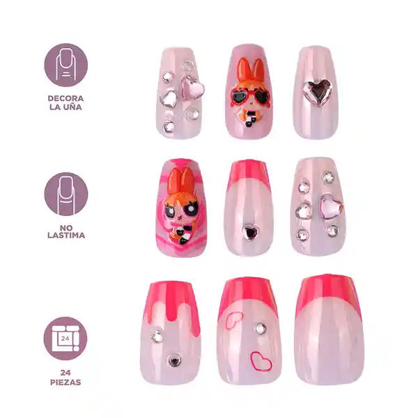 Set Uñas Postizas Serie Las Chicas Superpoderosas 02 Miniso