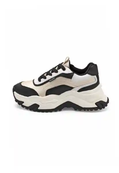 Tenis Dama Negro-Beige Talla 39 4577 Tellenzi