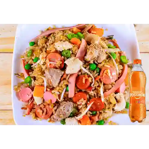 Combo Arroz 5 Carnes Personal +Naranja Postobón 400ml