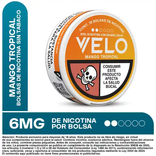 VELO Bolsas de Nicotina Mango Tropical 6MG