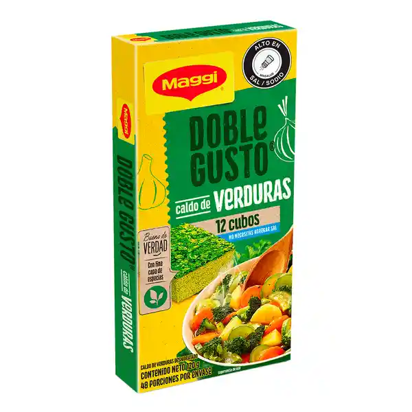 MAGGI® Doble Gusto Caldo de Verduras caja de 12 Cubos x 120g