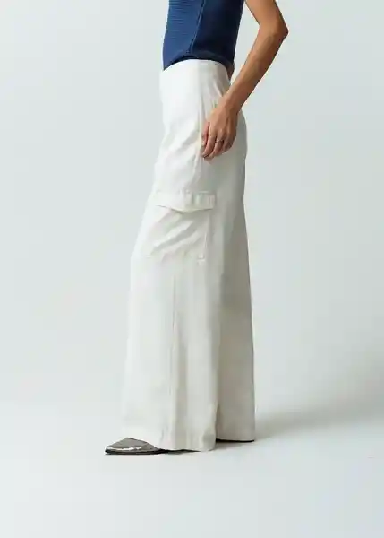 Pantalón Long Mujer Crudo Marfil Talla 10 Naf Naf