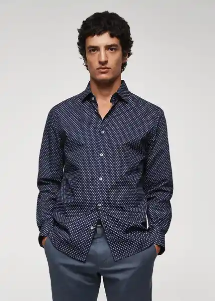 Camisa Aizon Navy Talla S Hombre Mango