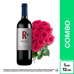 Combo Rosaleda Vino Tinto Merlot + Bouquet Rosas