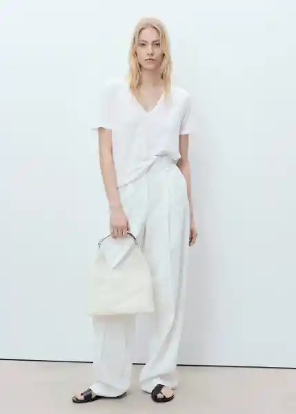 Camiseta Vispi Blanco Talla L Mujer Mango