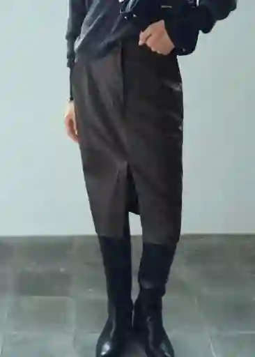 Falda Pencil Chocolate Talla 36 Mujer Mango