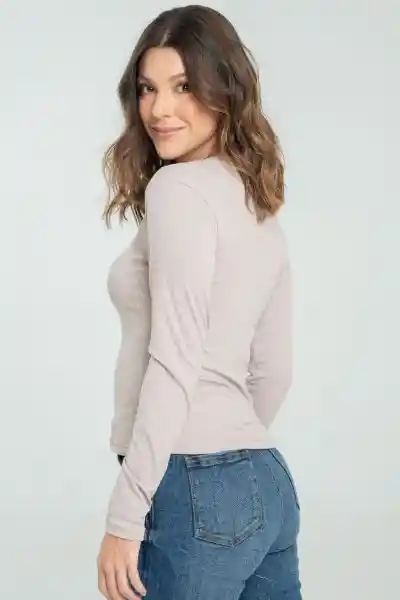 Top Rib Manga Larga Color Beige Medio Talla XL Ragged