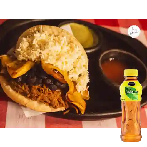 Combo Arepa Pabellón Criollo + Fuze Tea Limón 400ML
