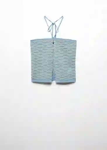 Top Paula Azul Talla M Mujer Mango
