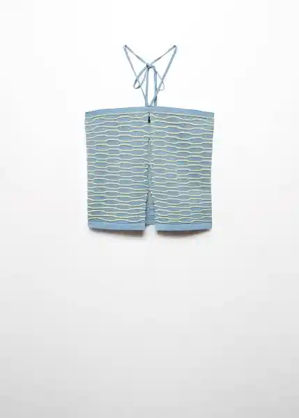 Top Paula Azul Talla M Mujer Mango