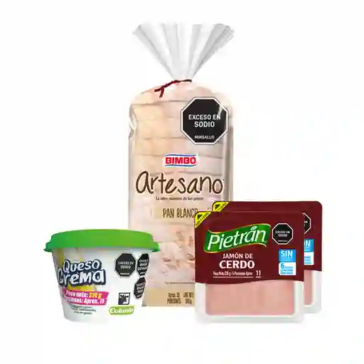 Combo Bimbo Pan Artesano Tajado 500 g + Colanta Queso Crema