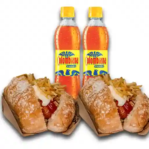 Dos perro caliente + 2 gaseosa 400ml