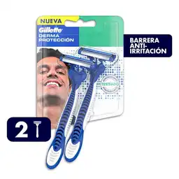 GILLETTE Derma Protección Cuchilla de Afeitar Máquina de Afeitar para hombre con Piel Sensible Menos Irritación 2 uds