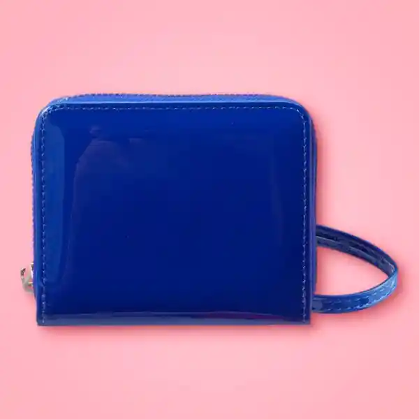 Cartera Corta Para Mujer Tipo Charol Azul Miniso