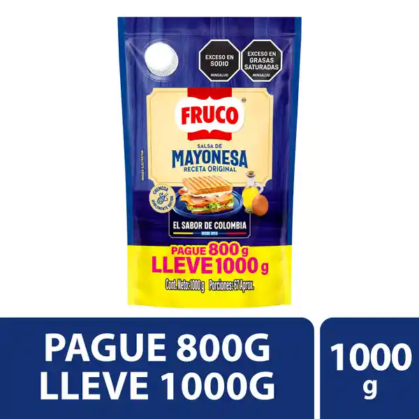 Salsa de Mayonesa Fruco Doypack Pague 800 g Lleve 1000 g