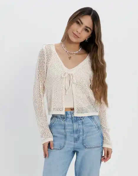 Suéter Tejido Mujer Blanco Talla Medium American Eagle