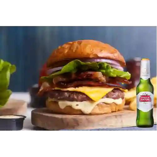 Combo Bacon Cheese Burger + Stella Artois Bot. 330ml