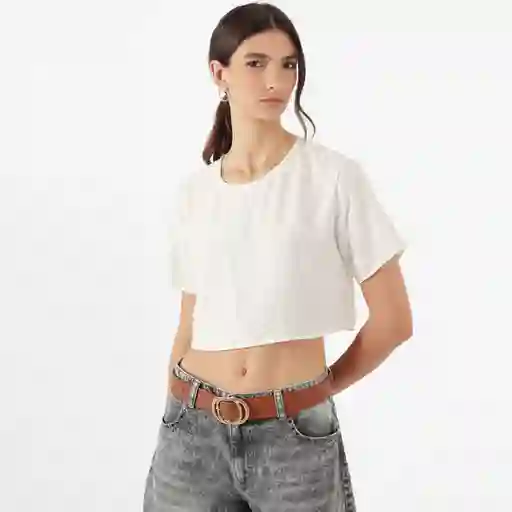 Blusa Cuello Redondo Manga Corta Blanco Talla M 680264