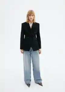 Blazer Americana Bruno Negro Talla M Mujer Mango