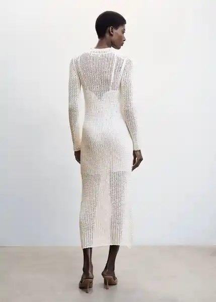 Vestido Basket Offwhite Talla 18 Mujer Mango