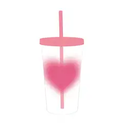 Vaso Plástico Pitillo Serie Pink Romance Corazón 600 mL Miniso