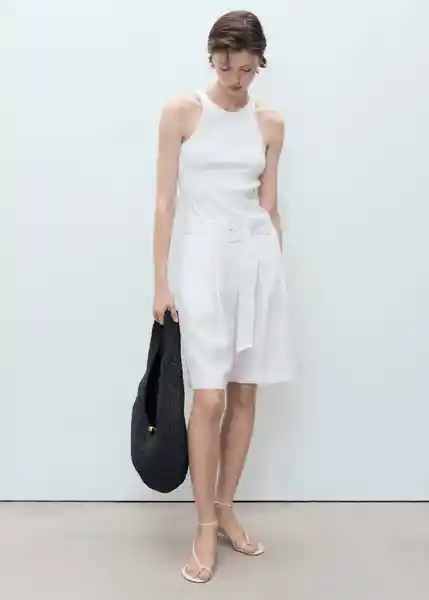 Bermuda Samari Blanco Talla 38 Mujer Mango