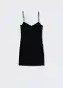 Vestido Xzeb Negro Talla M Mujer Mango