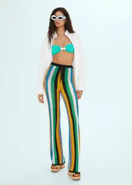 Pantalón Guayana Mostaza Talla M Mujer Mango