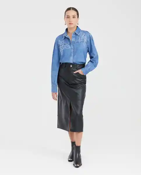 Camisa Slim Fit Femenino Azul Cristalino Claro T M Chevignon