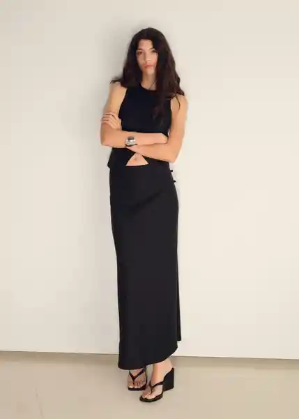 Falda Laguna Negro Talla M Mujer Mango