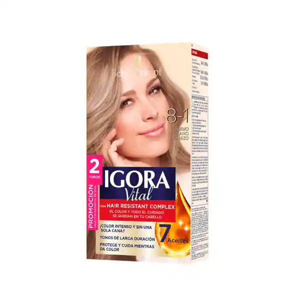 Tinte Igora Vital 8-1 Rubio Claro Cenizo