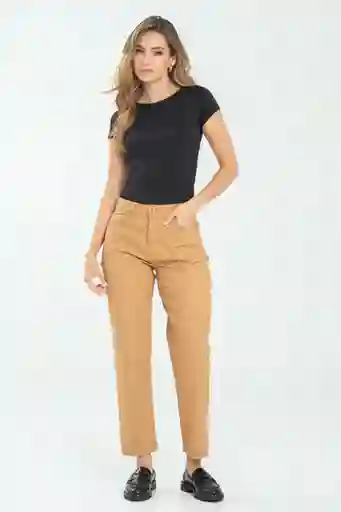 Pantalón Mom Cinco Bolsillos Color Beige Oscuro Talla 12 Ragged