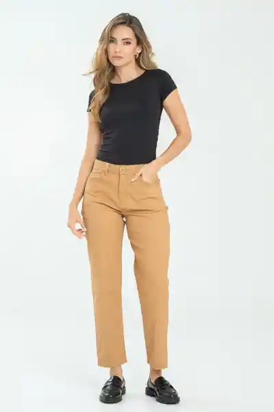 Pantalón Mom Cinco Bolsillos Color Beige Oscuro Talla 12 Ragged