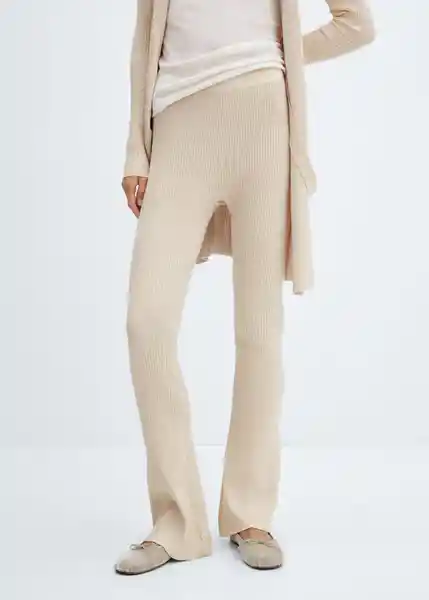 Pantalón Flare Beige Talla S Mujer Mango