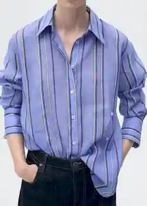Camisa Inma Azul Talla M Mujer Mango