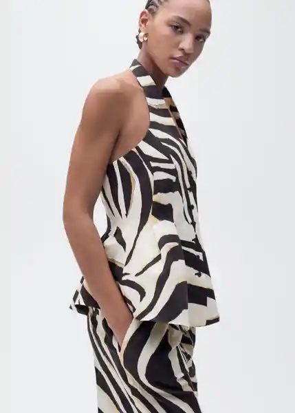 Chaleco Zebra Beige Talla M Mujer Mango