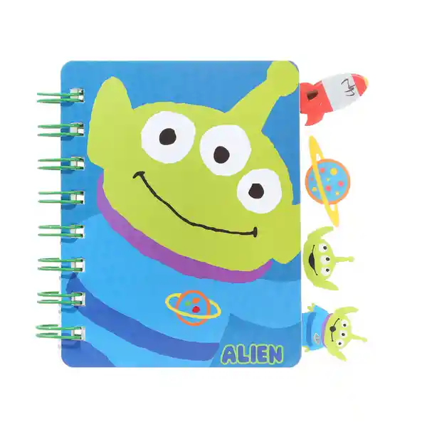 Miniso Libreta Argollada Con Marca Páginas Alien Rayada A7