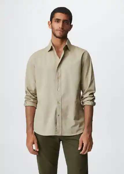 Camisa Lumiere Beige Talla Xxl Hombre Mango