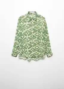 Camisa Laurel-H Verde Talla M Mujer Mango