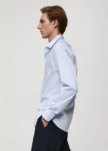 Camisa Vecchia Celeste Talla L Hombre Mango