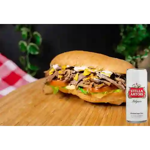 Combo Sándwich de Ropa Vieja + Stella Artois 269 ml