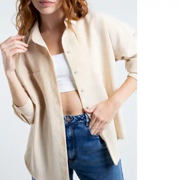  Camisa Sand Mujer Crudo Marfil Claro Talla L Naf-Naf 