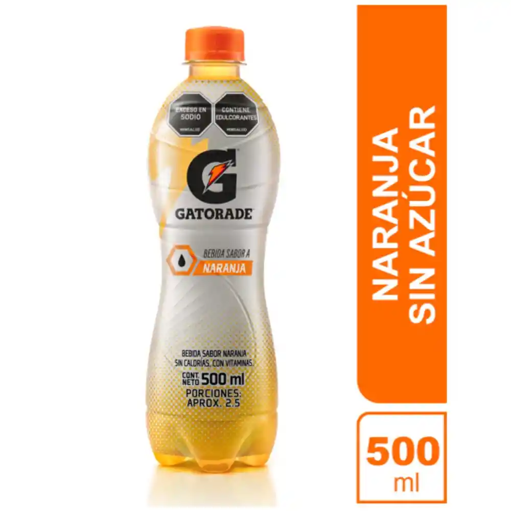 Gatorade Bebida Hidratante Naranja Sin Azúcar 500 mL