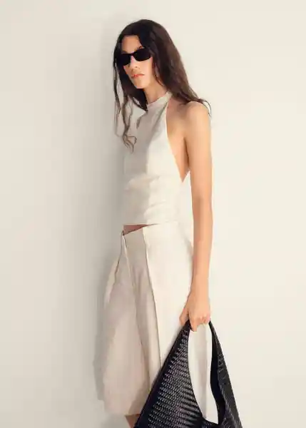 Top Camberra Offwhite Talla M Mujer Mango
