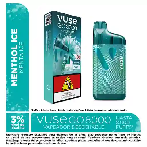 Vuse Go Vapeador Menthol Ice 8000 Puffs 3%