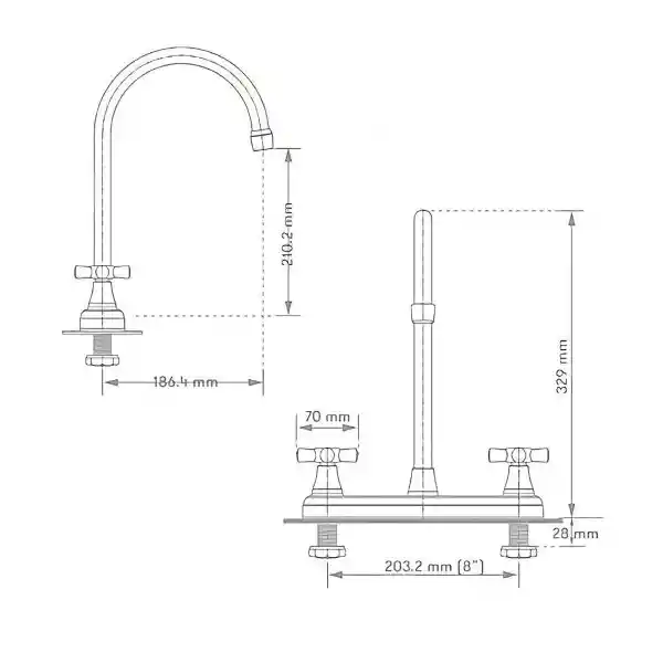 Gricol Grifería Lavaplatos Mezcladora Helvetia 12.7 mm 8