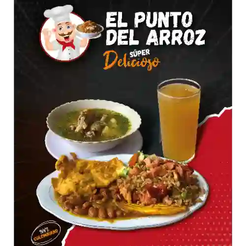 Menú ejecutivo con arroz de la casa