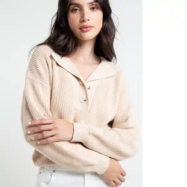  Saco Tejido Ayana Beige Goma Medio Talla S Naf-Naf 